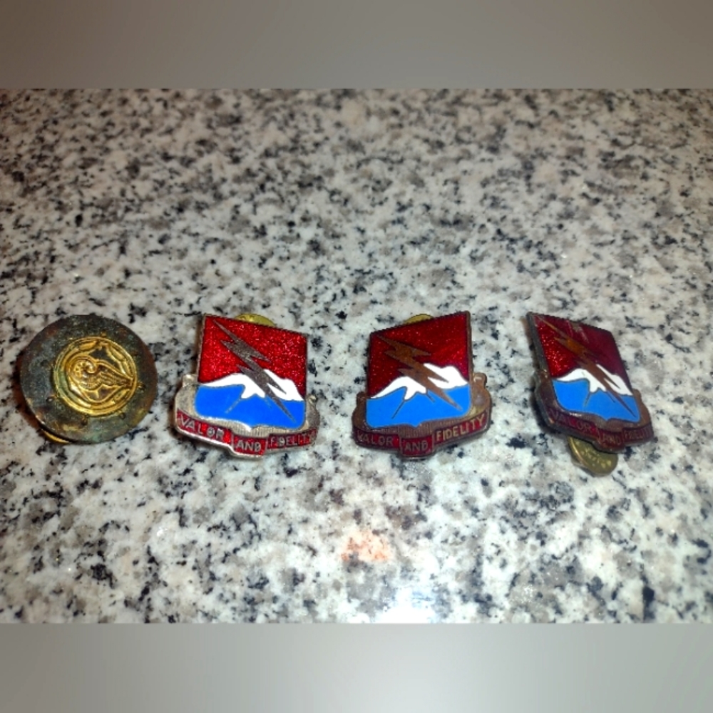 Transportation Battalion Army Crest Lapel Pins & Transportation Winged Ship Pin.